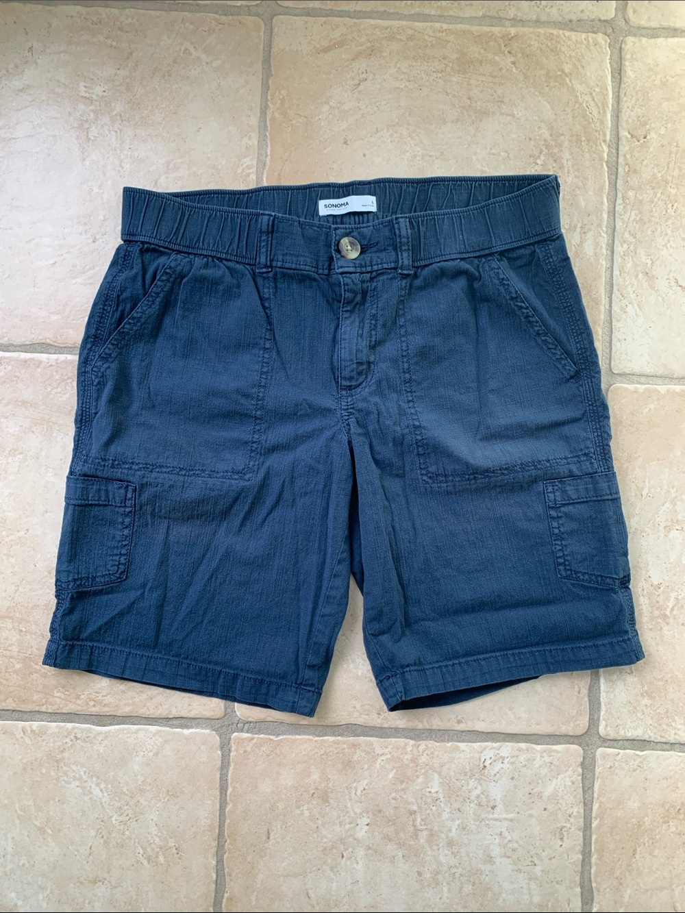Sonoma Mid Rise Navy Blue Cargo Shorts